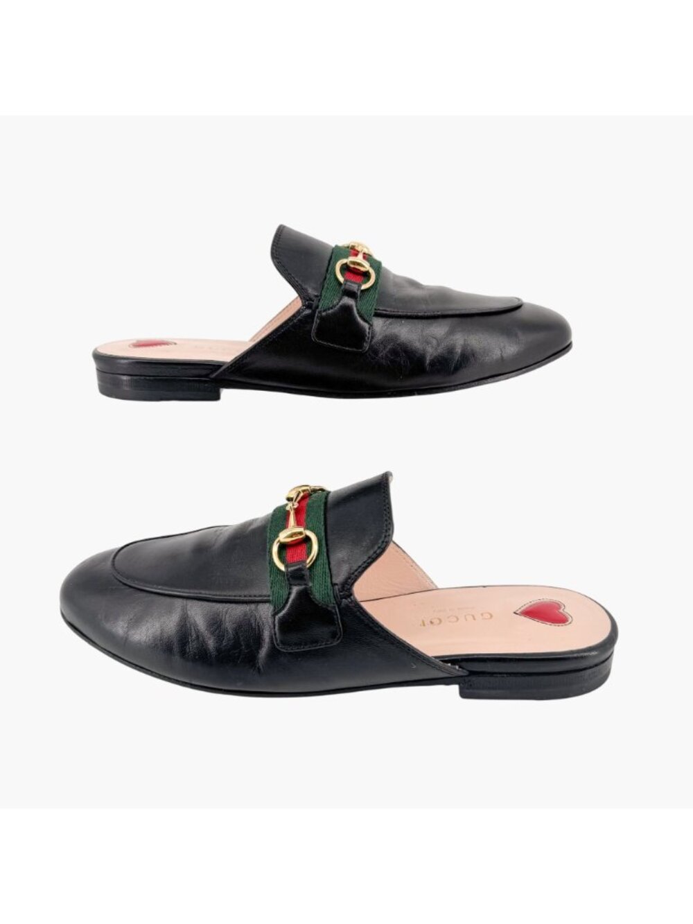 Gucci Princetown Web Stripe Horsebit Loafer Mule Size 36 US 6 Black Leather Flat - Picture 8 of 14